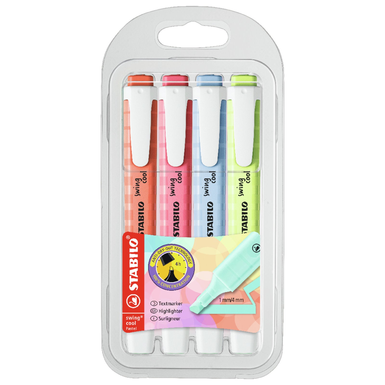Stabilo Swing Cool Highlighter Pastel 4 Color Set